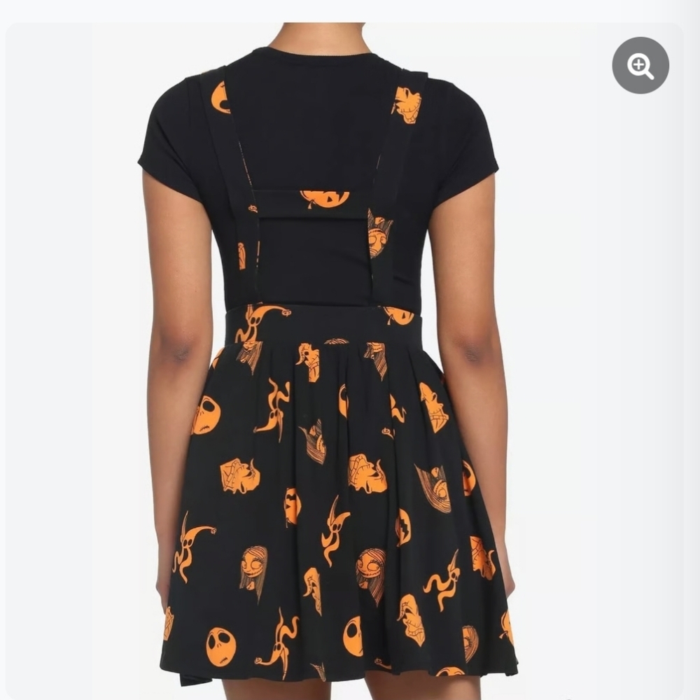 Disney Black A-Line Suspender Skirt with Orange Print - Picture 2 of 2